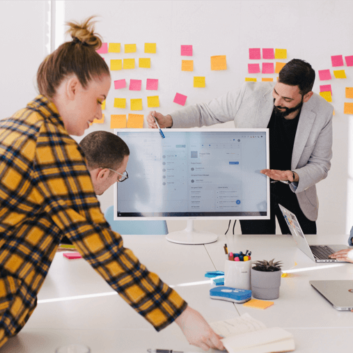 A group of people working on a project together.
